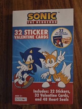 Sonic the Hedgehog 32 Sticker Valentine Cards